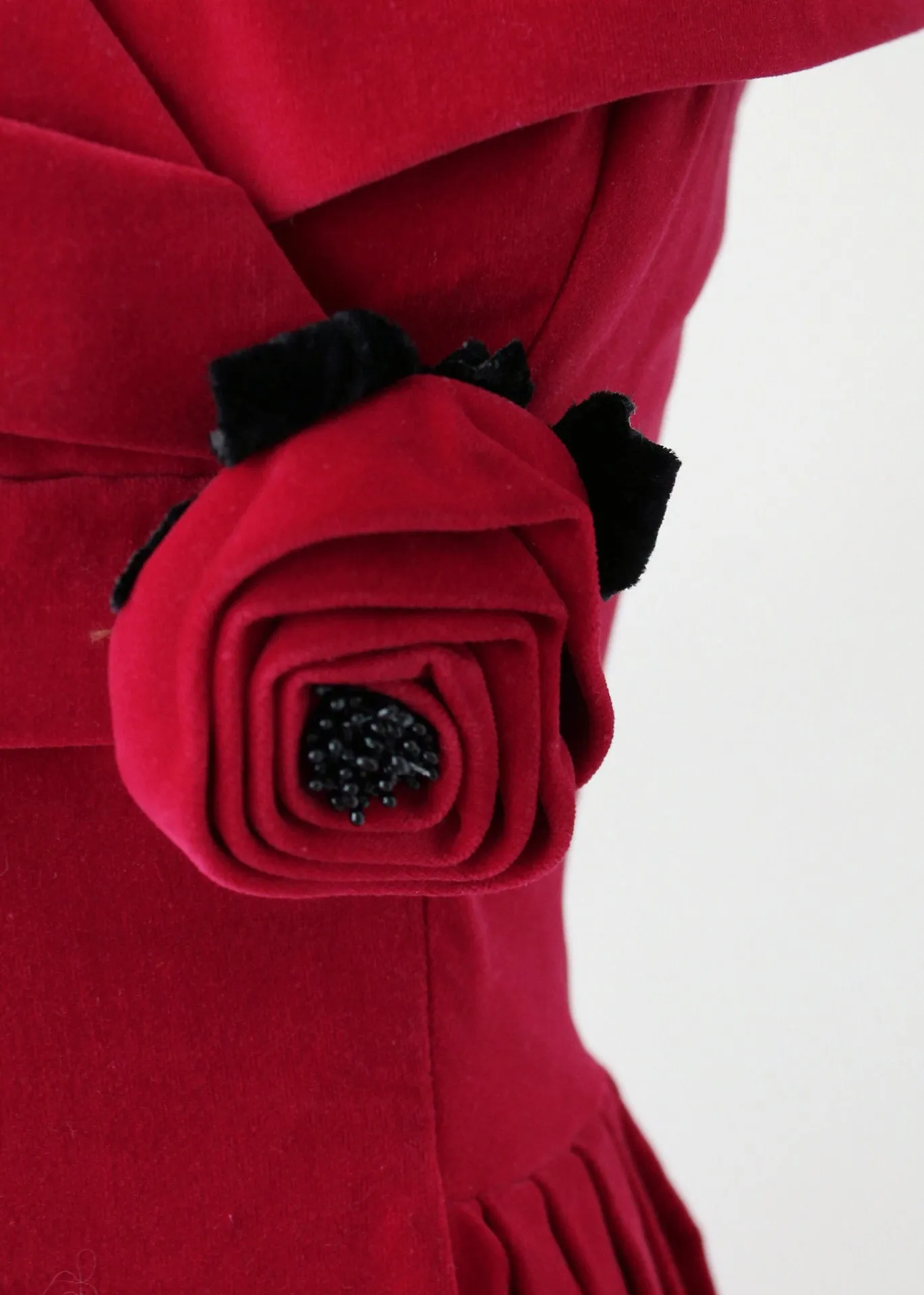 Vintage 1950s Red Velvet Holiday Party Dress