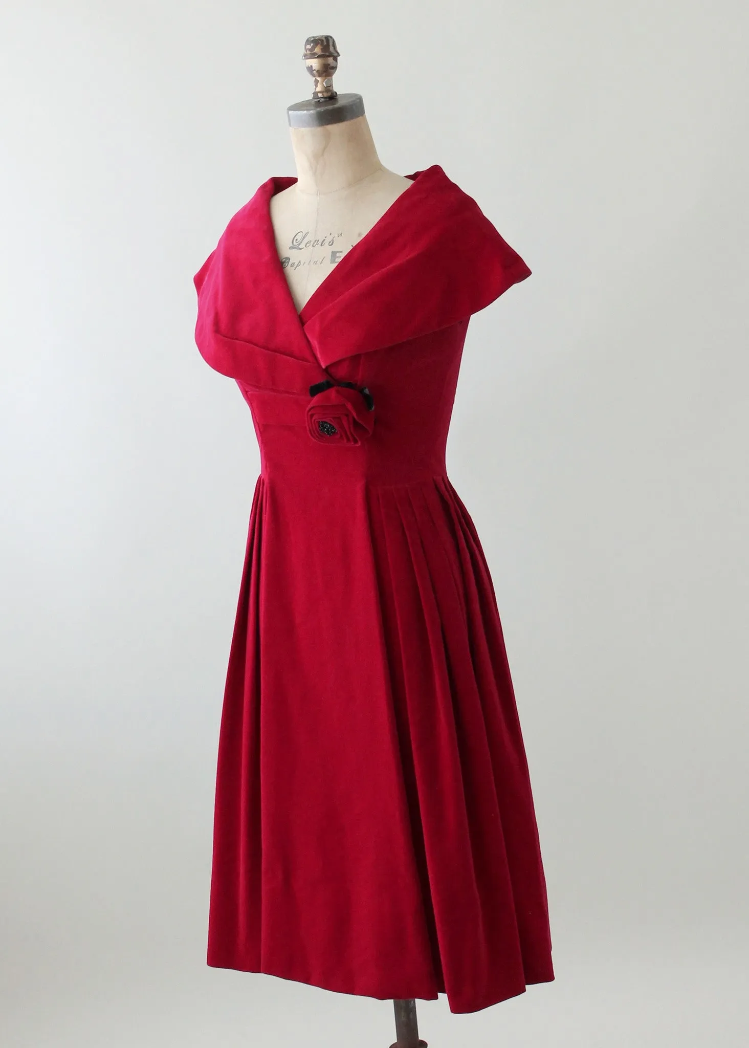 Vintage 1950s Red Velvet Holiday Party Dress