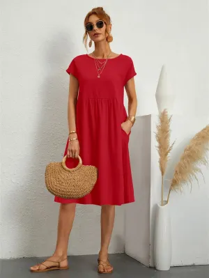 Vintage Style O-neck Casual Dresses