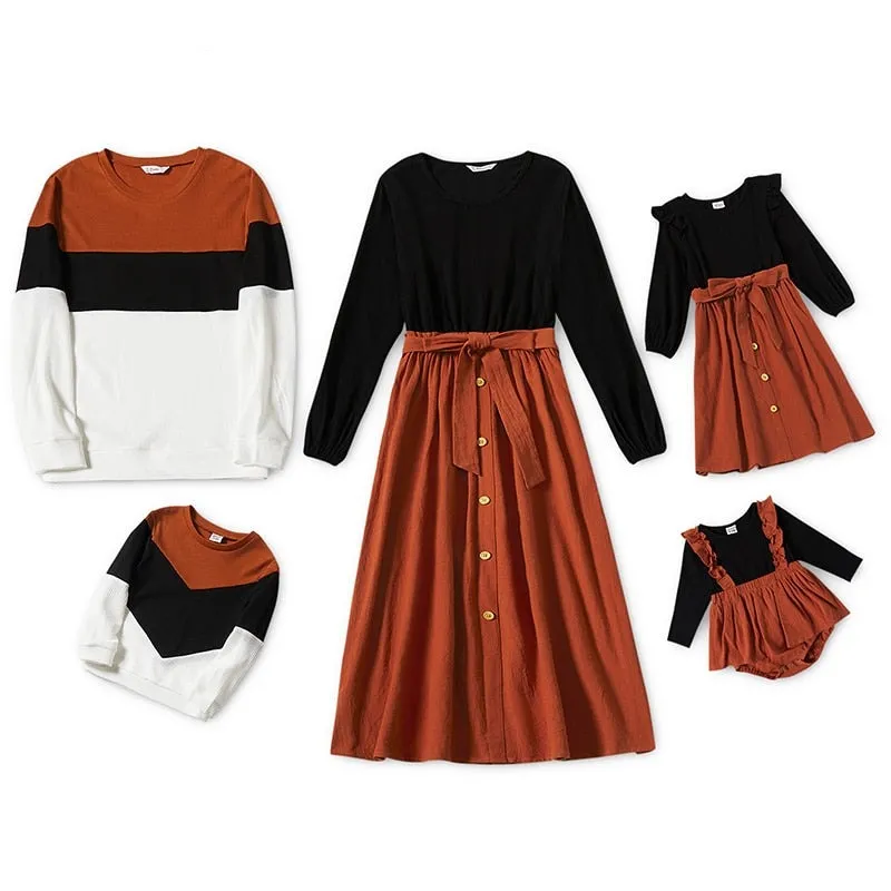 Winter Family Matching Outfit - Dress, Romper & Shirt for Mom, Dad and Baby