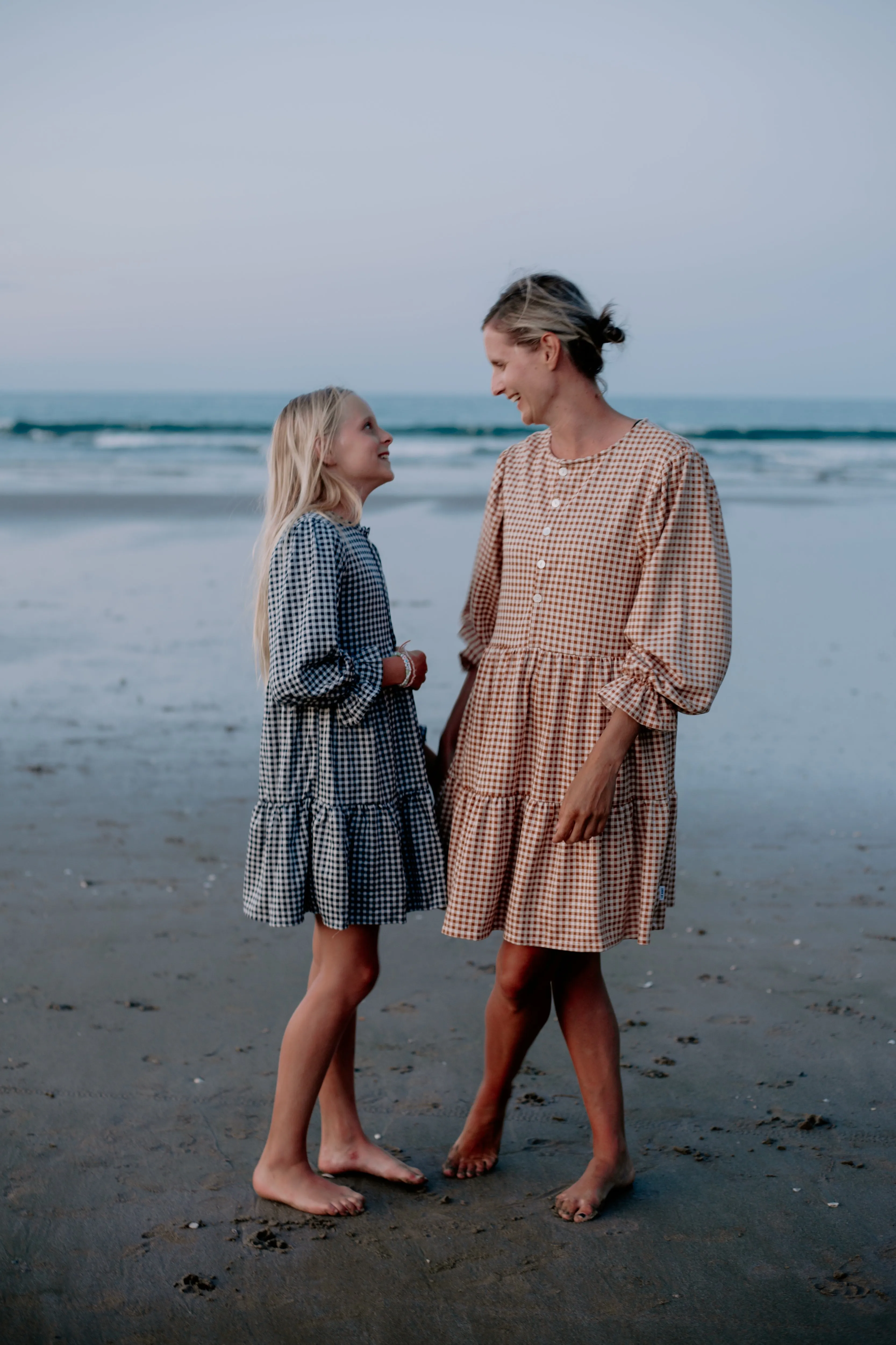 Womens Gingham Dress Caramel