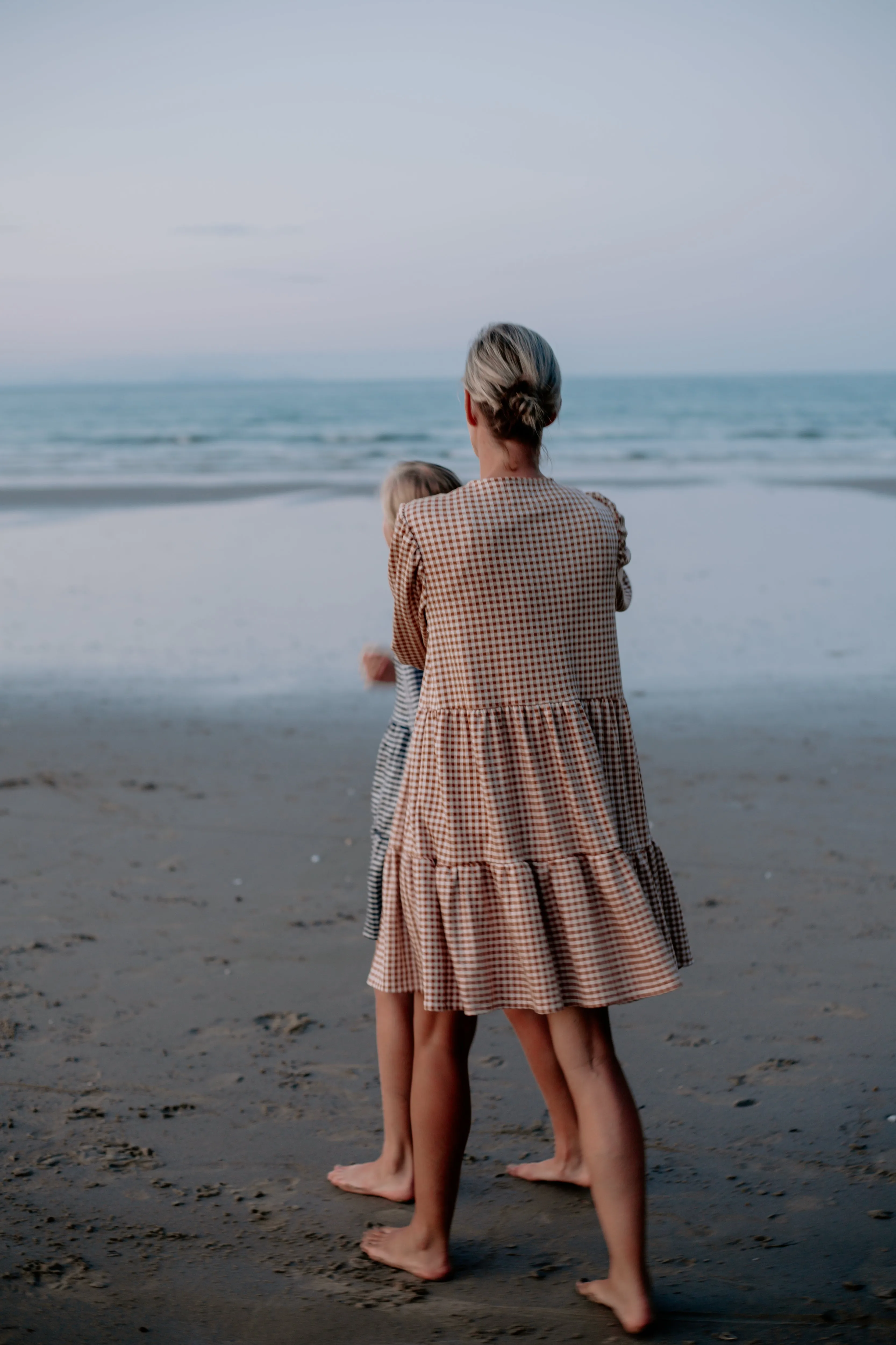 Womens Gingham Dress Caramel